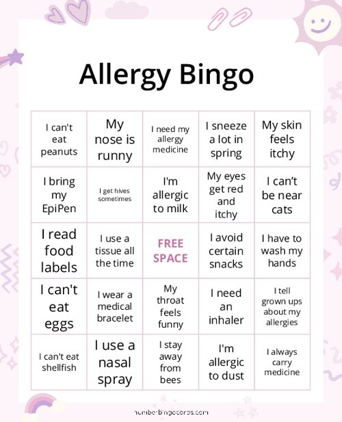 Allergy Bingo