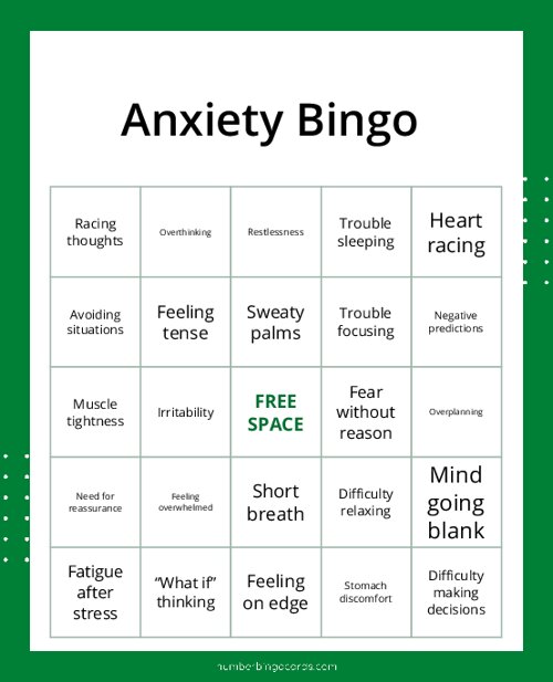 Anxiety Bingo
