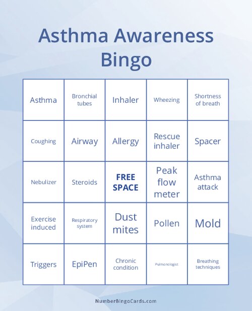 Asthma Awareness Bingo