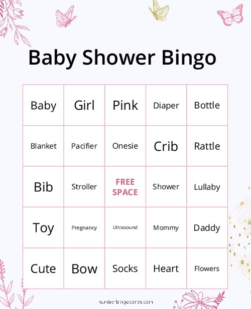 Baby Shower Bingo (Pink)