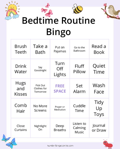 Bedtime Routine Bingo