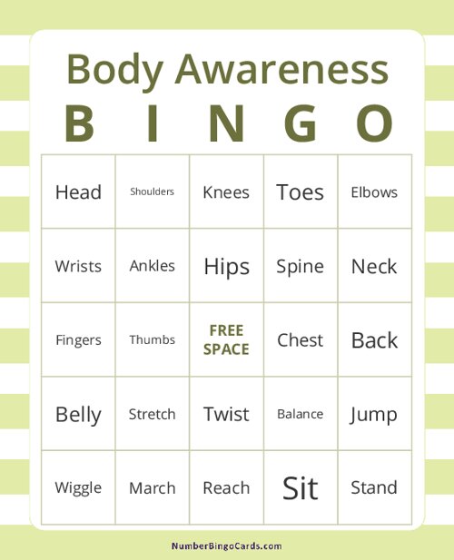 Body Awareness Bingo