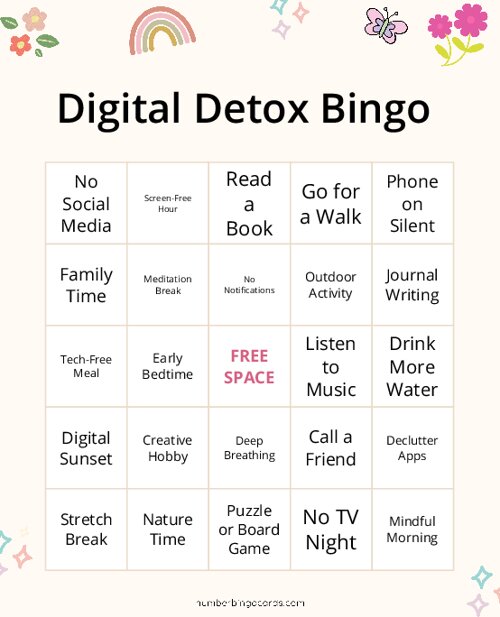 Digital Detox Bingo