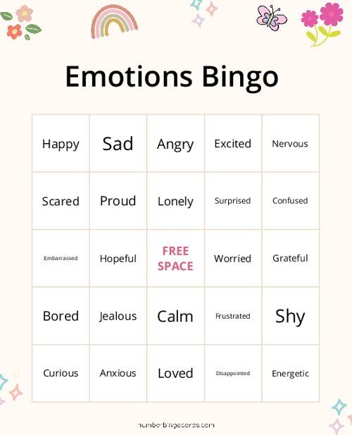 Emotions Bingo