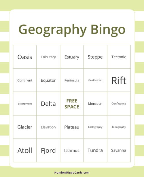 Geography Bingo