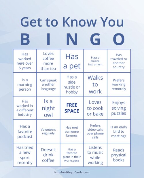 Get to Know You Bingo (Office Edition)