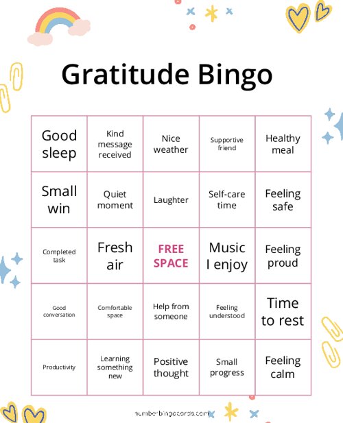 Gratitude Bingo