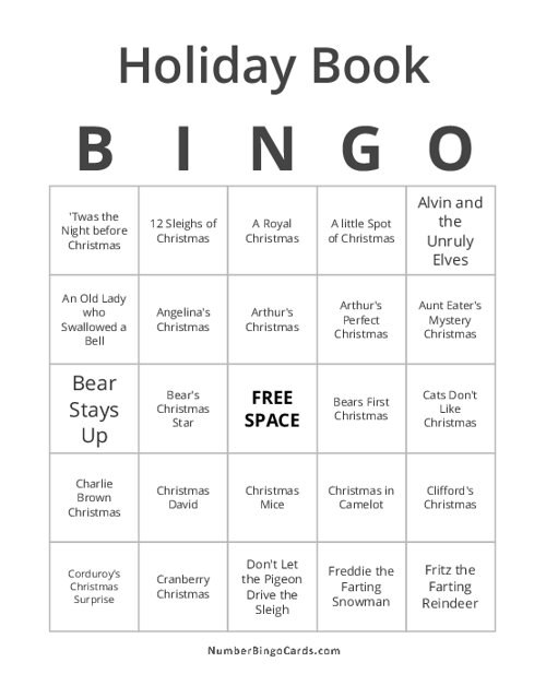 Holiday Book Bingo