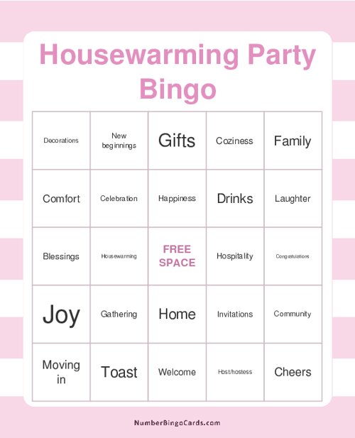 Housewarming Party Bingo