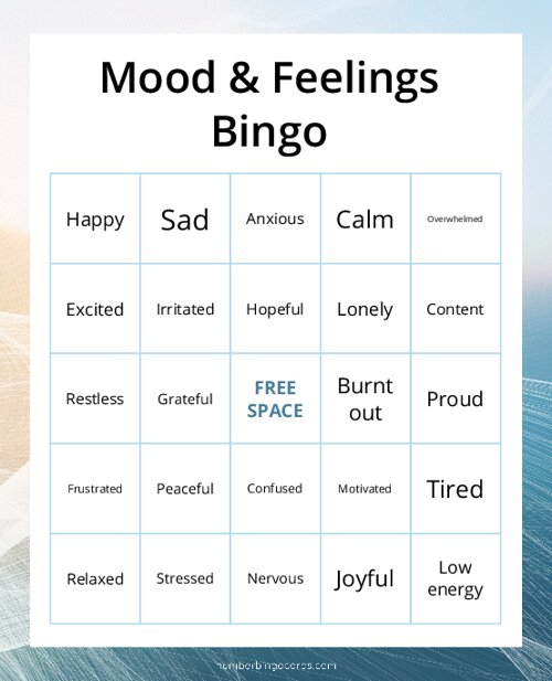Mood & Feelings Bingo