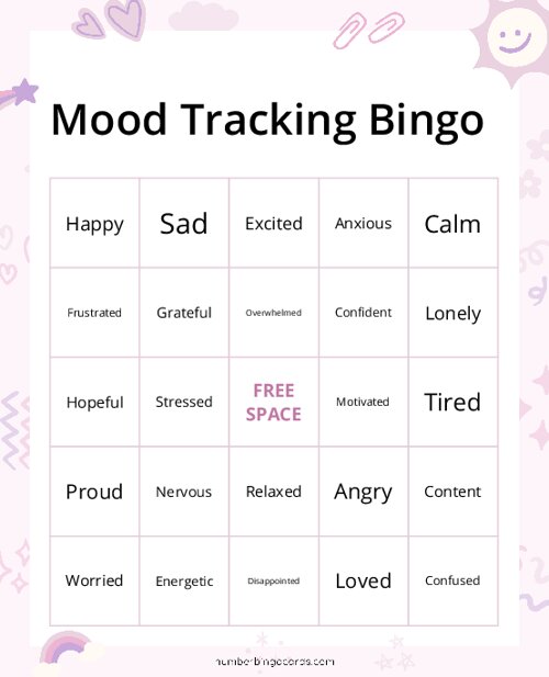 Mood Tracking Bingo