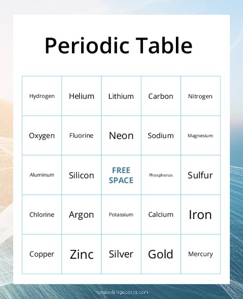 Periodic Table Bingo