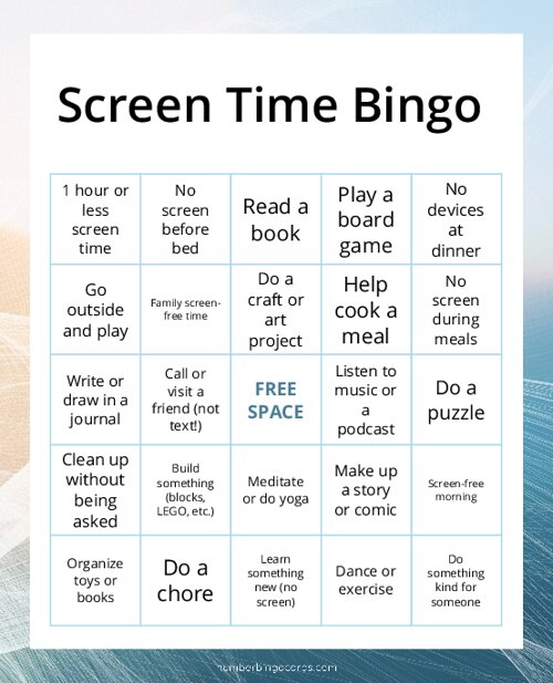 Screen Time Bingo
