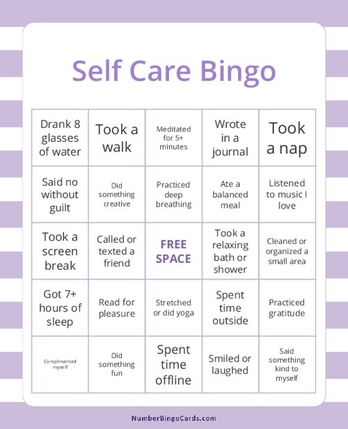 Self Care Bingo