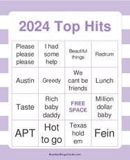 2024 Top Hits Bingo