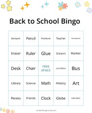 Back to School Bingo