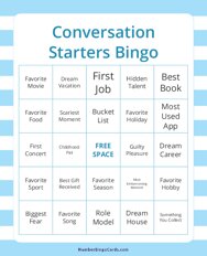 Conversation Starters Bingo
