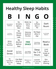 Healthy Sleep Habits Bingo