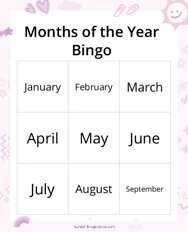 Months of the Year Bingo