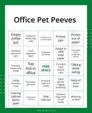 Office Pet Peeves Bingo