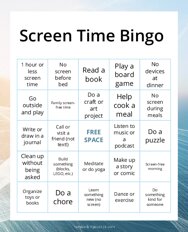 Screen Time Bingo