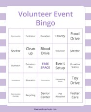 Volunteer Event Bingo