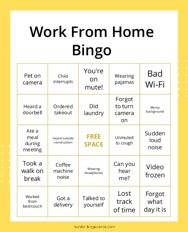 Work From Home (WFH) Bingo