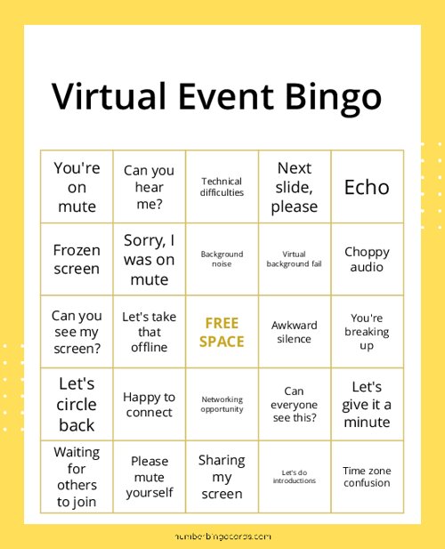 Virtual Event Bingo